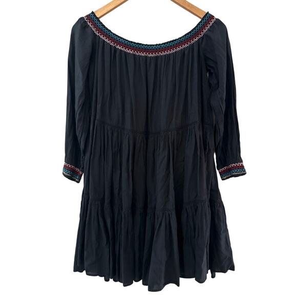 Free People Sunbeams Embroidered Mini Dress Black Size Large - Picture 5 of 10